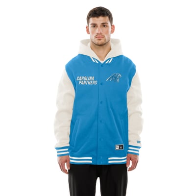 Carolina Panthers New Era Full-Snap Fleece Hooded Jacket - Blue/Cream