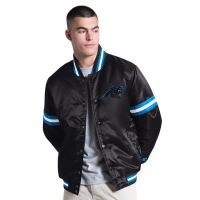 Carolina Panthers Starter Courtside Varsity Full Snap Jacket - Black