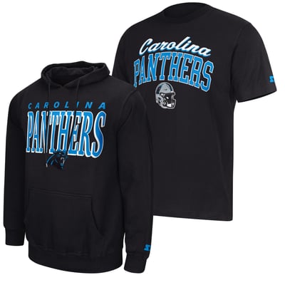 Carolina Panthers Starter Logo T-Shirt & Hoodie Set - Black