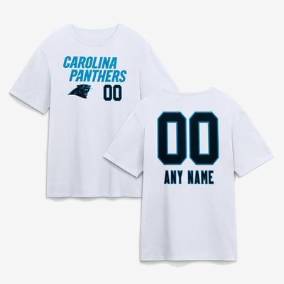 Carolina Panthers  Touchdown Wordmark Personalized Name & Number T-Shirt - White