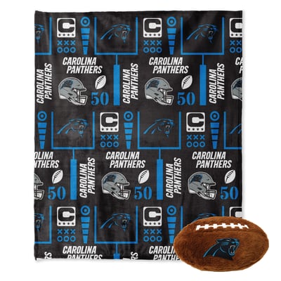 Carolina Panthers Pegasus 50" x 60" Blackout Team Spirit Ultra Soft Throw & Plush Football Combo Pack