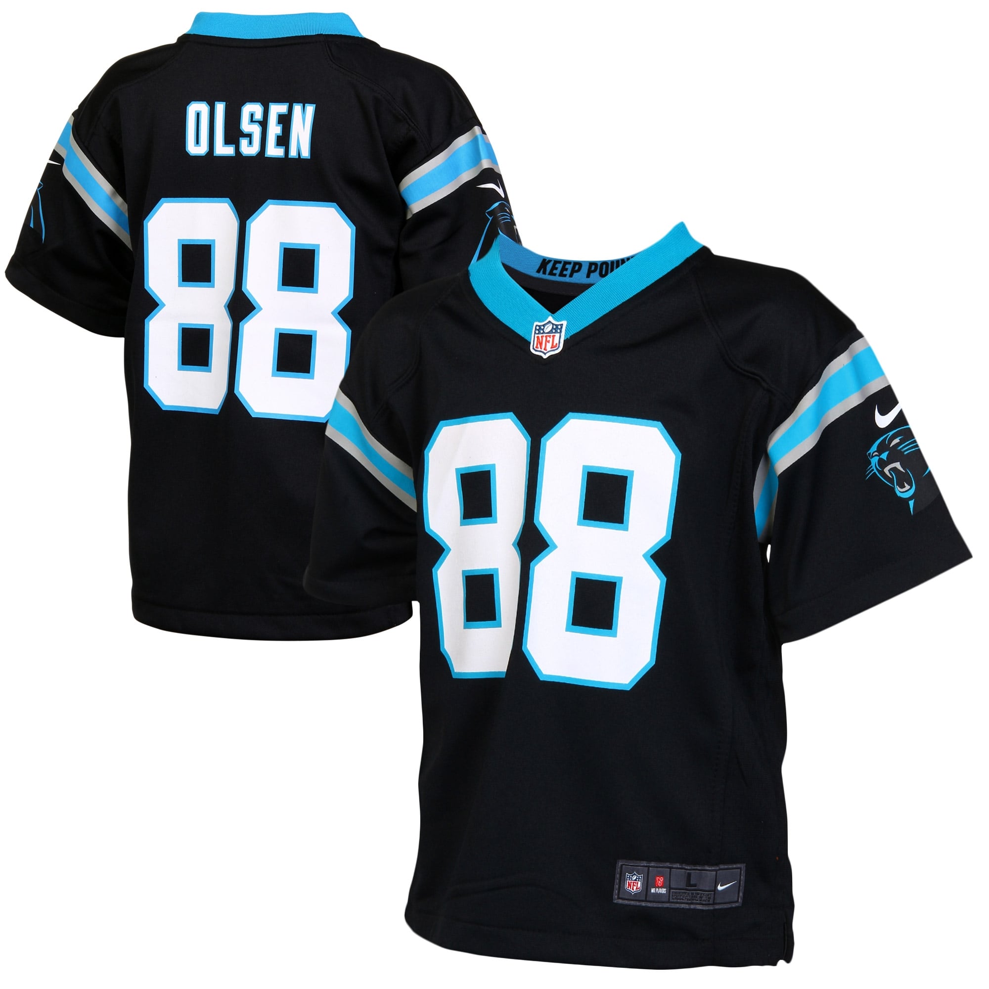 Preschool Carolina Panthers Greg Olsen Nike Black Game Jersey
