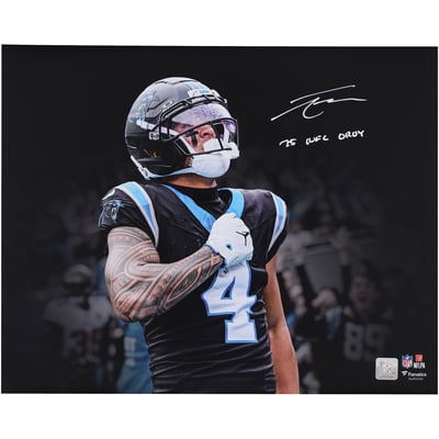 Tetairoa McMillan Carolina Panthers Autographed Fanatics Authentic 16" x 20" Celebration Spotlight Photograph with "25 NFL OROY" Inscription