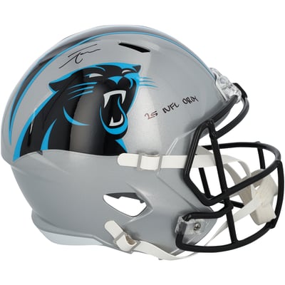Tetairoa McMillan Carolina Panthers Autographed Fanatics Authentic Riddell Speed Replica Helmet with "25 NFL OROY" Inscription