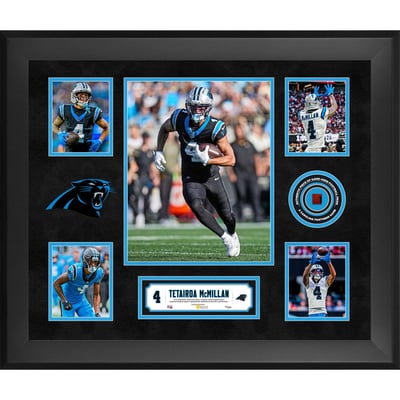 Tetairoa McMillan Carolina Panthers Fanatics Authentic Framed 20" x 24" 5-Photo Collage with a Piece of Game-Used Football - Limited Edition of 500