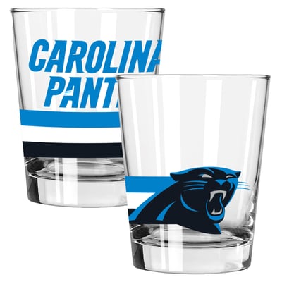 Carolina Panthers The Memory Company Two-Piece 15oz. Big Stripes Double Old Fashioned Glass Set