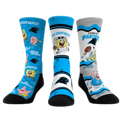  Carolina Panthers Rock Em Unisex x Nickelodeon Spongebob Squarepants 3-Pack Crew Socks Set