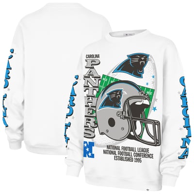 Carolina Panthers '47 Women's Thunderous Oversized Fleece Sweatshirt - White