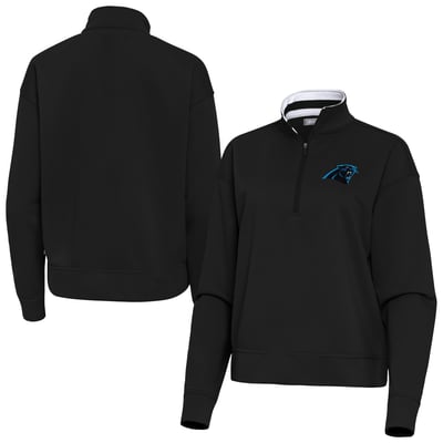 Carolina Panthers Antigua Women's Goddess Quarter-Zip Pullover - Black