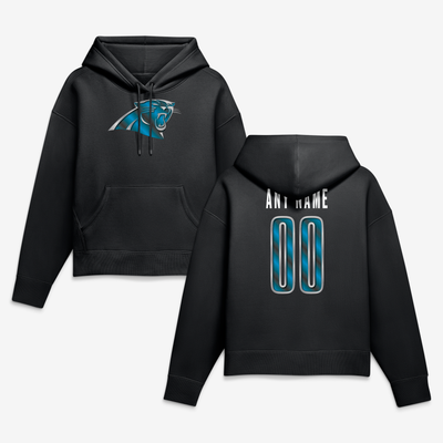 Carolina Panthers Women's Forged Mascot Personalized Name & Number Hoodie - Black