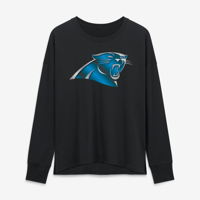 Carolina Panthers Women's Metallic Mascot Long Sleeve T-Shirt - Black