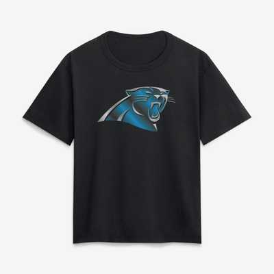 Carolina Panthers Women's Metallic Mascot T-Shirt - Black