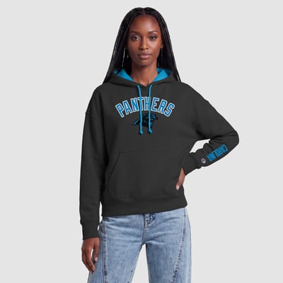  Carolina Panthers Women's Champion Contrast Liner Hoodie - Black/Blue