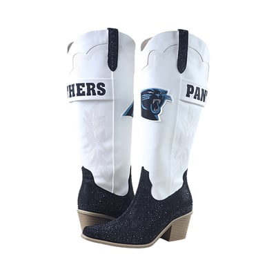  Carolina Panthers FABGATING by Cuce Women's Crystal Cowboy Boots - White