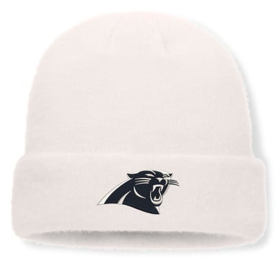 Carolina Panthers Fanatics Women's Puff Fuzzy Fleece Cuffed Knit Hat - White