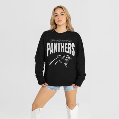 Carolina Panthers Gameday Couture Women's Bold Ambition Oversized Long Sleeve T-Shirt - Black