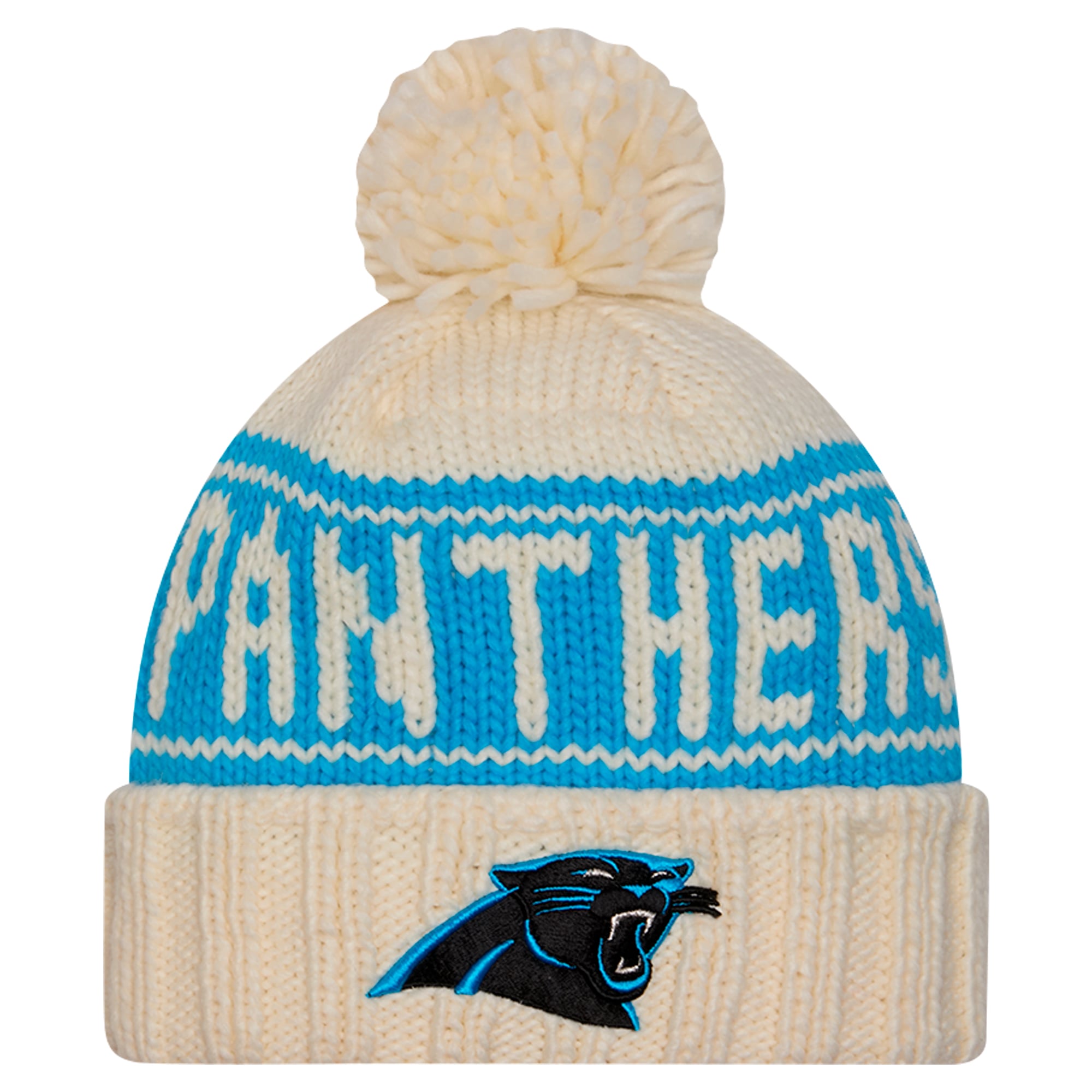 NFL Carolina Panthers women’s New Era Sport Cuffed Knit Hat Pom Football. 6200225_48_STARTER_LHK00092_PA  main image 4