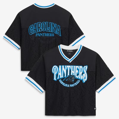  Carolina Panthers The Wild Collective Women's Lace Fashion Jersey T-Shirt - Black