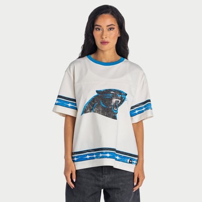  Carolina Panthers The Wild Collective Women's Oversized Established Boyfriend T-Shirt - Cream