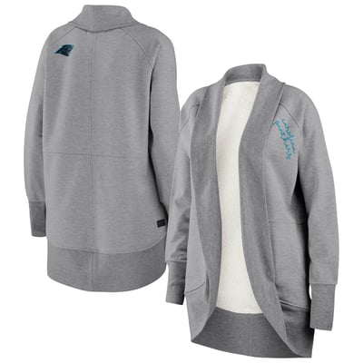 Carolina Panthers WEAR by Erin Andrews Women's Open Cocoon Raglan Cardigan - Gray