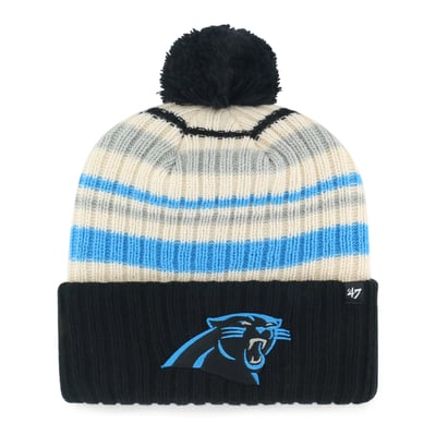  Carolina Panthers '47 Youth Snow Fort Cuffed Knit Hat with Pom - Black