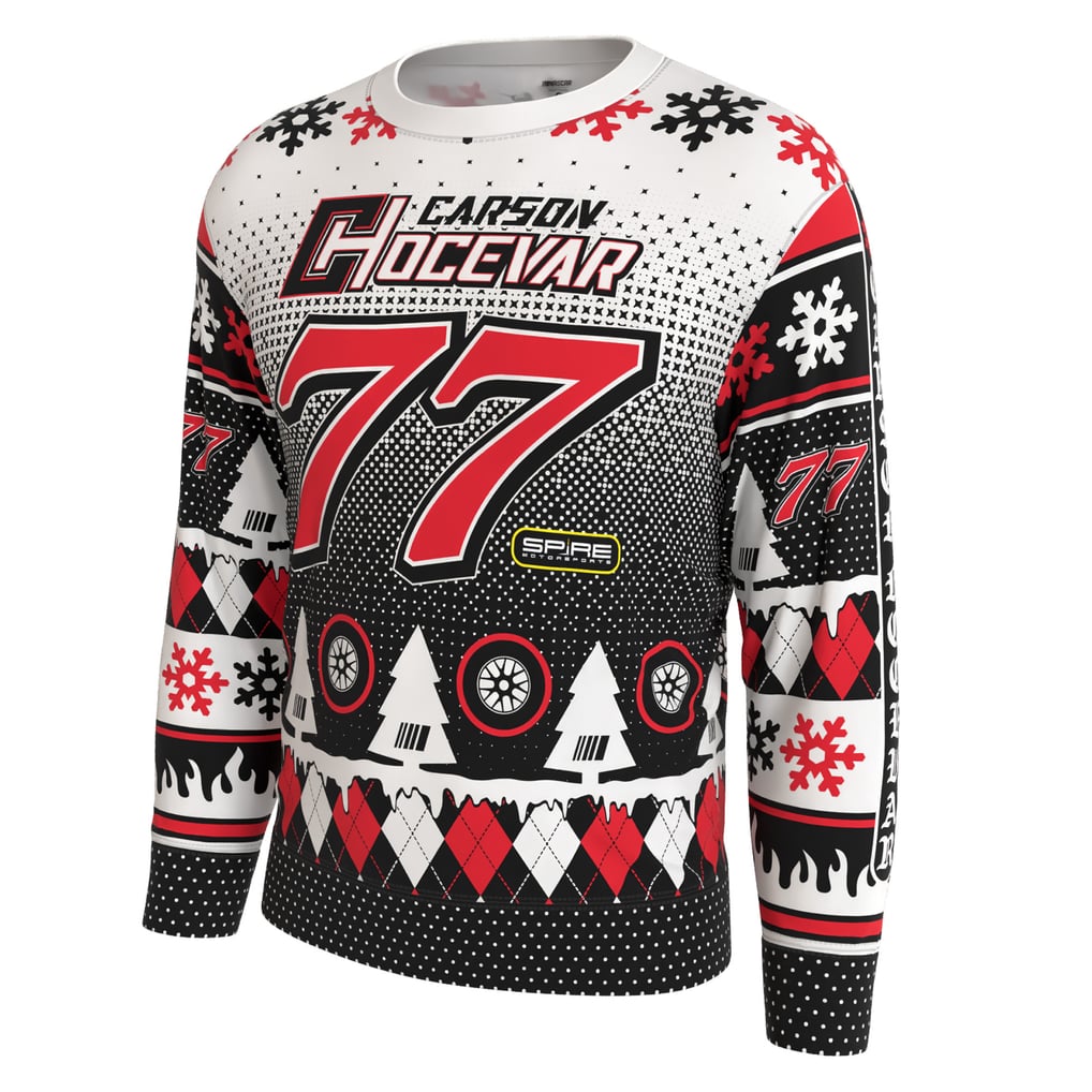 Carson Hocevar ProSphere Driver Holiday Sweater - White