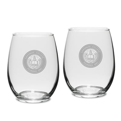 Carthage Firebirds 15oz. 2-Piece Stemless Wine Glass Set
