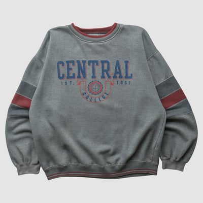 Central College Dutch Gear For Sports 90s Pullover Sweatshirt - Dark Heather Gray - L by Fanatics Real Vintage