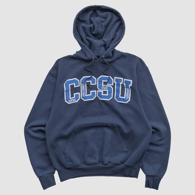 Central Connecticut State Blue Devils Champion 2000s Hooded Pullover Sweatshirt - Navy - XS by Fanatics Real Vintage