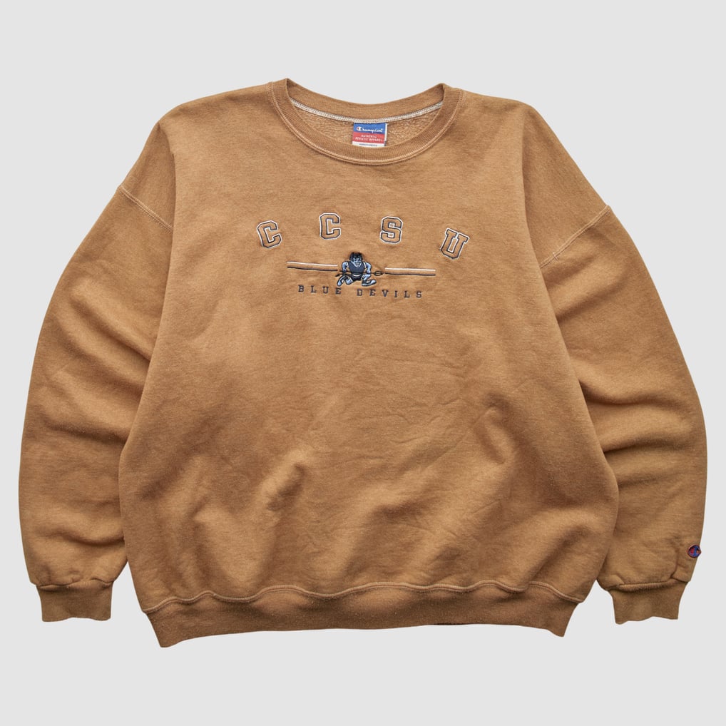 Central Connecticut State Blue Devils Champion 2000s Pullover Sweatshirt - Clay - XL by Fanatics Real Vintage