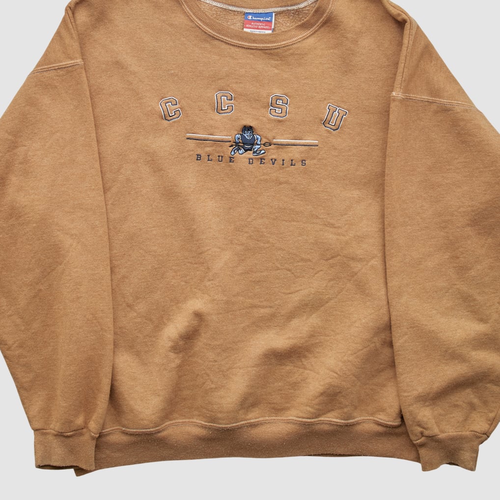 Central Connecticut State Blue Devils Champion 2000s Pullover Sweatshirt - Clay - XL by Fanatics Real Vintage