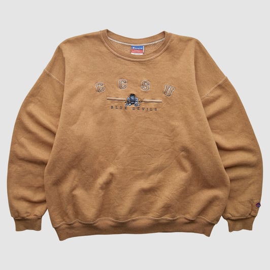 Central Connecticut State Blue Devils Champion 2000s Pullover Sweatshirt - Clay - XL by Fanatics Real Vintage