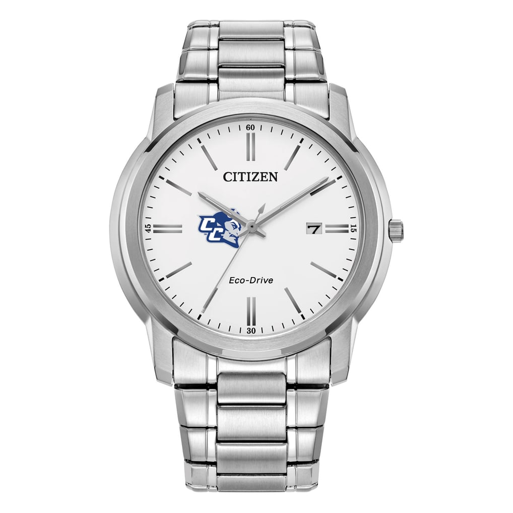  Central Connecticut State Blue Devils Citizen Watch Eco-Drive White Dial Stainless Steel Watch - Silver