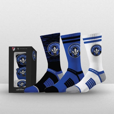 CF Montreal Strideline Unisex Premium Crew Socks Three-Pack Box Collection 
