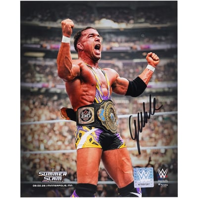 Chad Gable WWE Autographed Fanatics Authentic 8" x 10" Raising Intercontinental Title Photograph 