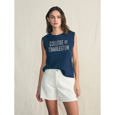 Charleston Cougars FAHERTY Women's Sunwashed Muscle Tank - Navy