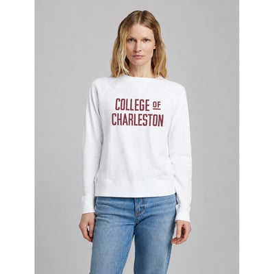 Charleston Cougars FAHERTY Women's Sunwashed Slub Sweatshirt - White