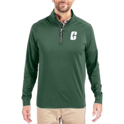  Charlotte 49ers Cutter & Buck Soft Knit Stretch Raglan Quarter-Zip Pullover - Green