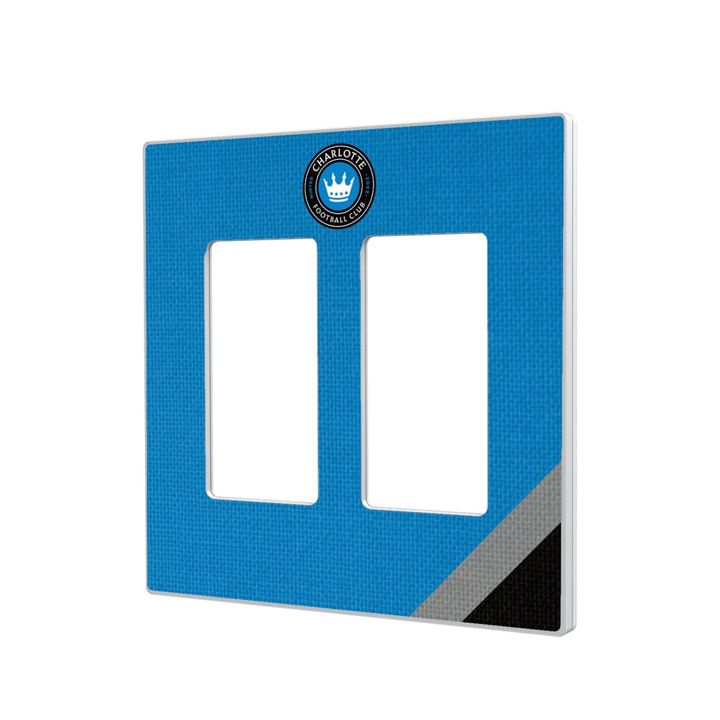 Charlotte FC Diagonal Stripe Design Double Rocker Lightswitch Plate