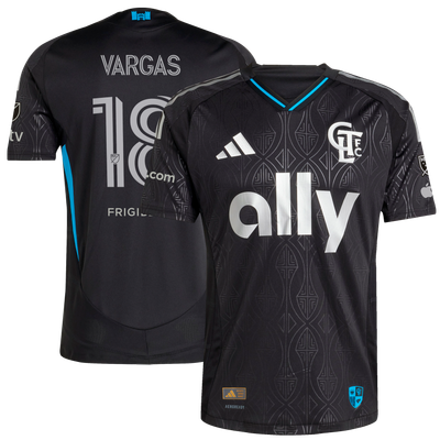 Kerwin Vargas Charlotte FC adidas 2025 Fortress Kit On-Field Authentic Jersey – Black