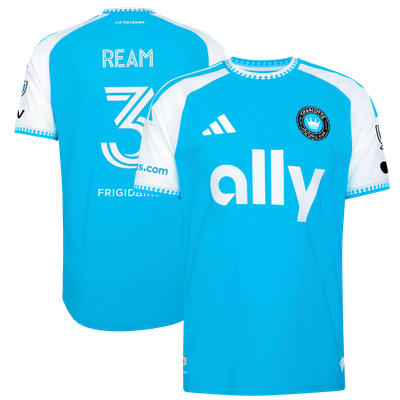 Tim Ream Charlotte FC adidas 2026 Carolina Kit: Crowns Up On-Field Authentic Patch Jersey - Blue