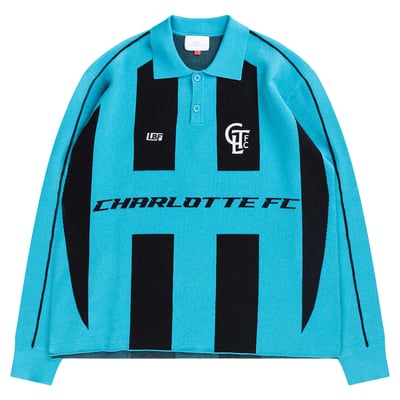 Charlotte FC Live Breathe Futbol Unisex Rossi Long Sleeve Knit Polo - Light Blue