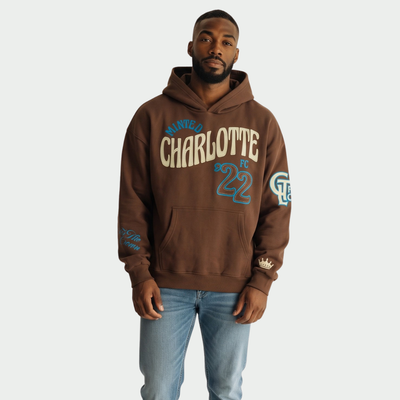 Charlotte FC The Wild Collective Unisex Washed Fleece Hoodie - Brown