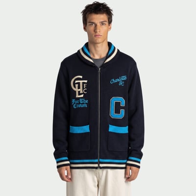 Charlotte FC The Wild Collective Unisex Jacquard Full-Zip Sweater - Navy