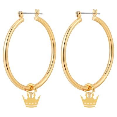 Charlotte FC LUV AJ Women's XL Logo Charm Hoop Earrings - Gold