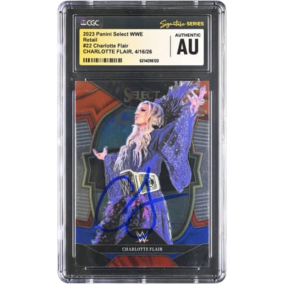 Charlotte Flair WWE Autographed 2023 Panini Select Retail #22 CGC Fanatics Witnessed Authenticated Card