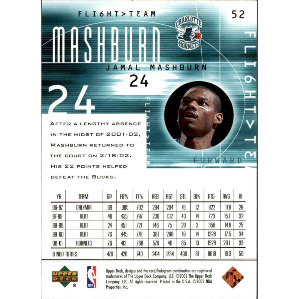 2001-02 Upper Deck Flight Team Copper #52 Jamal Mashburn
