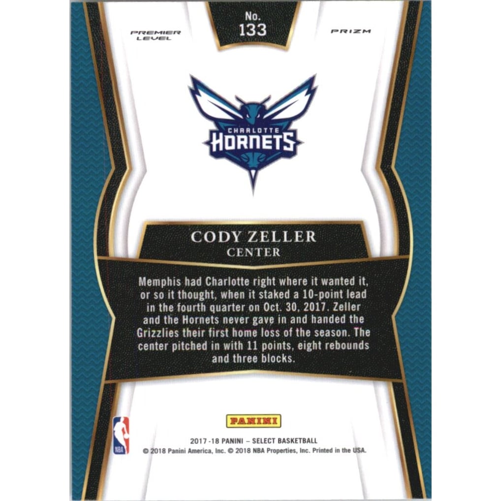 2017-18 Select Prizms Zebra #133 Cody Zeller