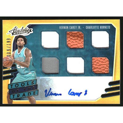 2020-21 Absolute Memorabilia Tools of the Trade Six Swatch Signatures Level 1 #33 Vernon Carey Jr./199
