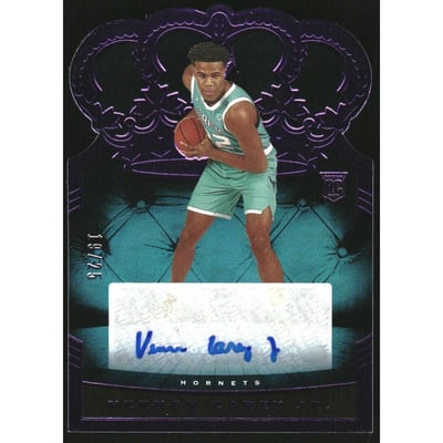 2020-21 Crown Royale Rookie Crown Autographs Purple FOTL #36 Vernon Carey Jr.